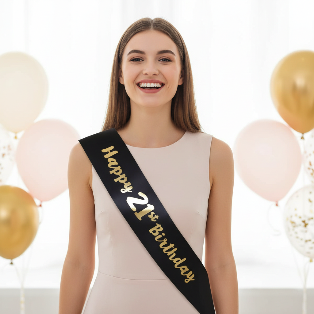 Black And Gold 21st Birthday Sash | Merthyr Tydfil | Why Not Shop Online