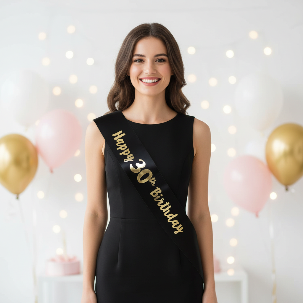 Black And Gold 30th Birthday Sash | Merthyr Tydfil | Why Not Shop Online