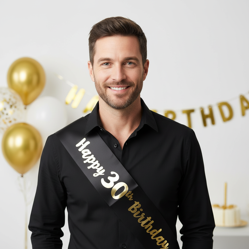 Black And Gold 30th Birthday Sash | Merthyr Tydfil | Why Not Shop Online