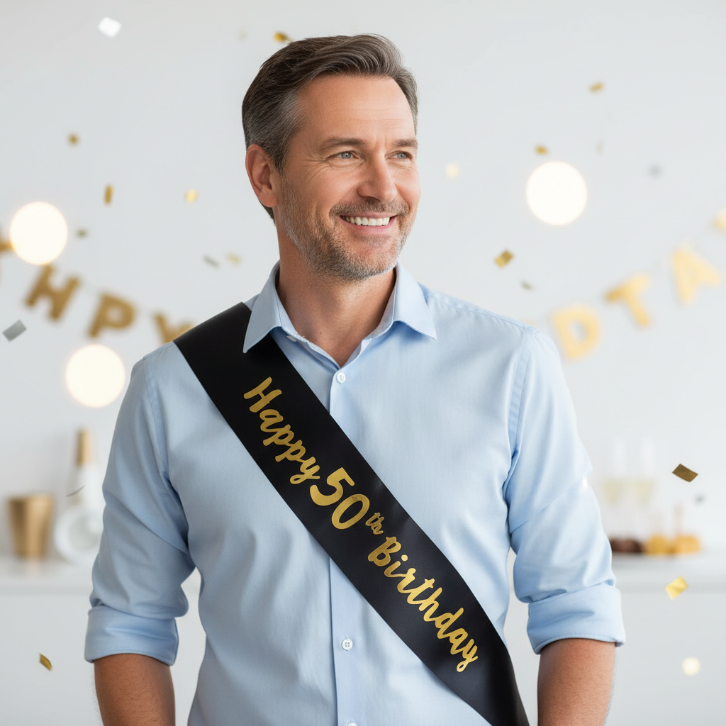 Black And Gold 50th Birthday Sash | Merthyr Tydfil | Why Not Shop Online