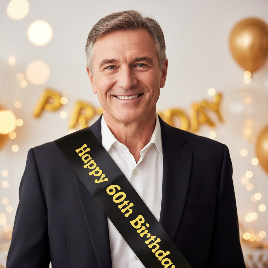 Black And Gold 60th Birthday Sash | Merthyr Tydfil | Why Not Shop Online