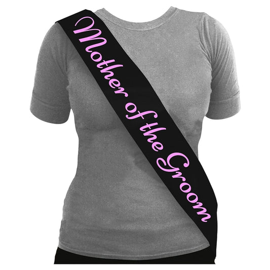 Black Hen Party Mother Of The Groom Sashes With Pink Writing | Why Not Shop