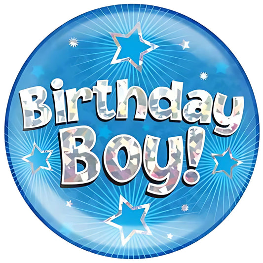 Blue Birthday Boy Jumbo Birthday Badges 6 Inches | Why Not Shop