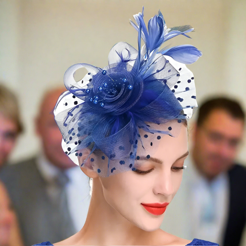 Blue Vintage Mesh With Faux Feather Headband Fascinator With Clip | Merthyr Tydfil | Why Not Shop Online