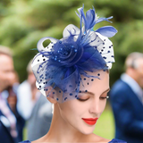 Blue Vintage Mesh With Faux Feather Headband Fascinator With Clip | Why Not Shop