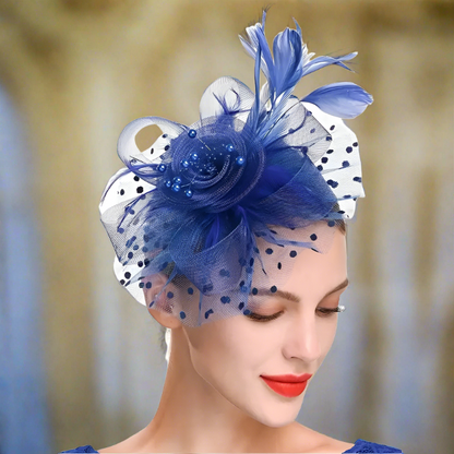 Blue Vintage Mesh With Faux Feather Headband Fascinator With Clip | Merthyr Tydfil | Why Not Shop Online