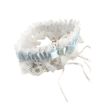 Blue & White Ribbon Garter With Silver Diamate Heart | Merthyr Tydfil | Why Not Shop Online