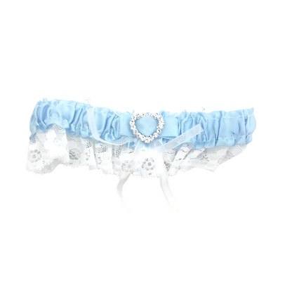 Blue & White Ribbon Garter With Silver Diamate Heart | Merthyr Tydfil | Why Not Shop Online