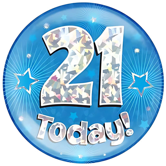 Blue 21st Birthday Jumbo Birthday Badges 6 Inches | Merthyr Tydfil | Why Not Shop Online