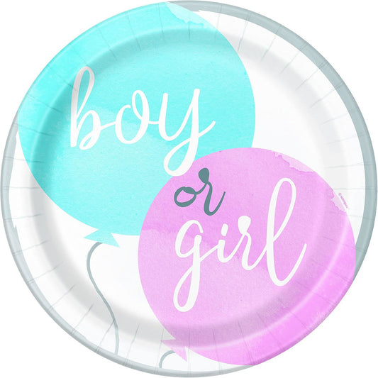 Boy Girl Gender Reveal Blue Pink 9 Inch Paper Plates Pack of 8 | Why Not Shop