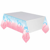 Boy Girl Gender Reveal Blue Pink The Big Reveal Paper Table Cover | Why Not Shop