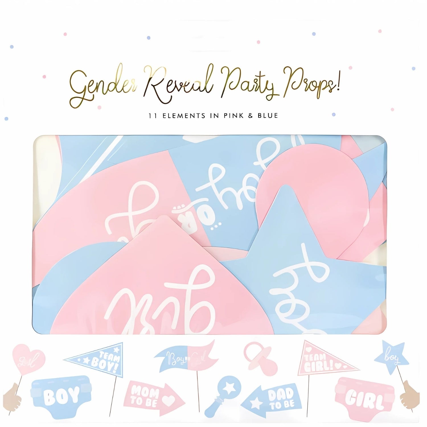 Boy Girl Gender Reveal Photo Props Pack of 11 | Why Not Shop