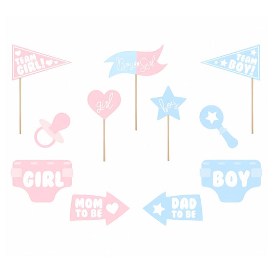 Boy Girl Gender Reveal Photo Props Pack of 11 | Why Not Shop
