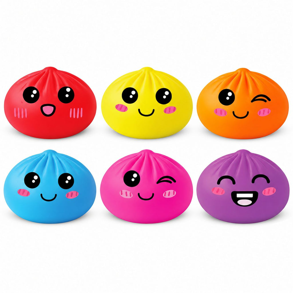 Neon bao dumpling squishy toys in six assorted colours