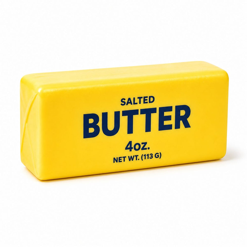 Salted butter squishy toy 4oz on white background