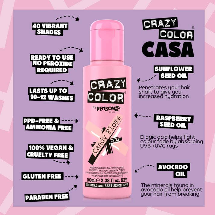 Crazy Color Candy Floss Semi-Permanent Hair Dye 100ml