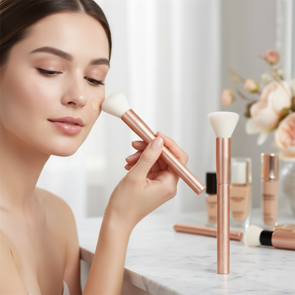 Chique Royal Rose Gold Flat Liquid Foundation Brush | Merthyr Tydfil | Why Not Shop Online