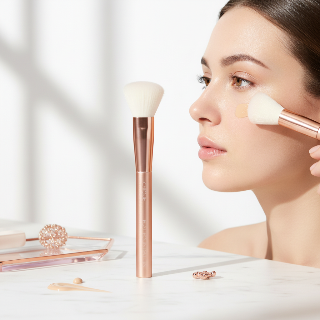 Chique Royal Rose Gold Flat Liquid Foundation Brush | Merthyr Tydfil | Why Not Shop Online