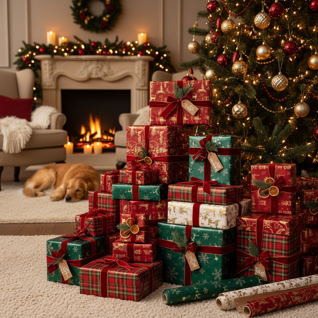 Christmas Gift Wrapping Paper Roll Traditional 4m | Merthyr Tydfil | Why Not Shop Online