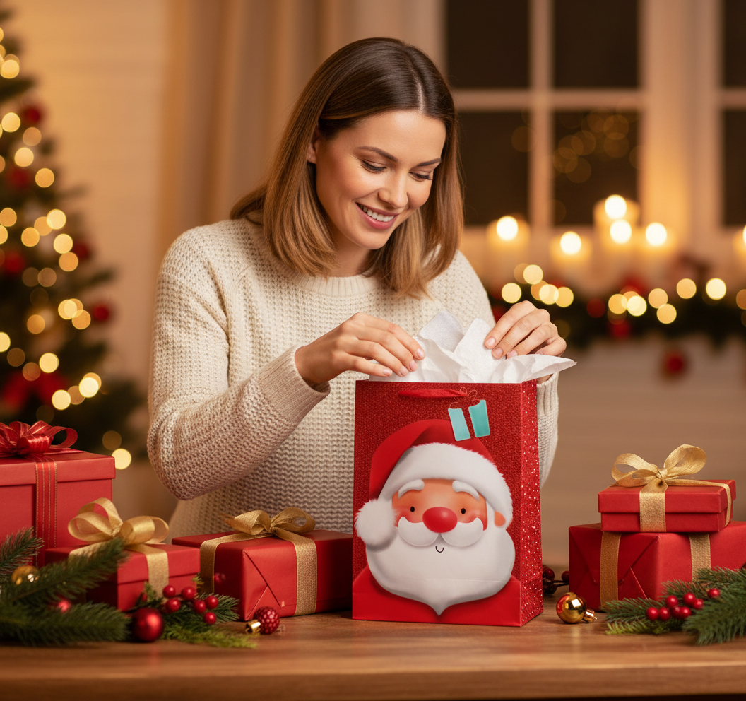 Christmas Santa Glitter XL Gift Bags 33cm x 45.5cm | Merthyr Tydfil | Why Not Shop Online