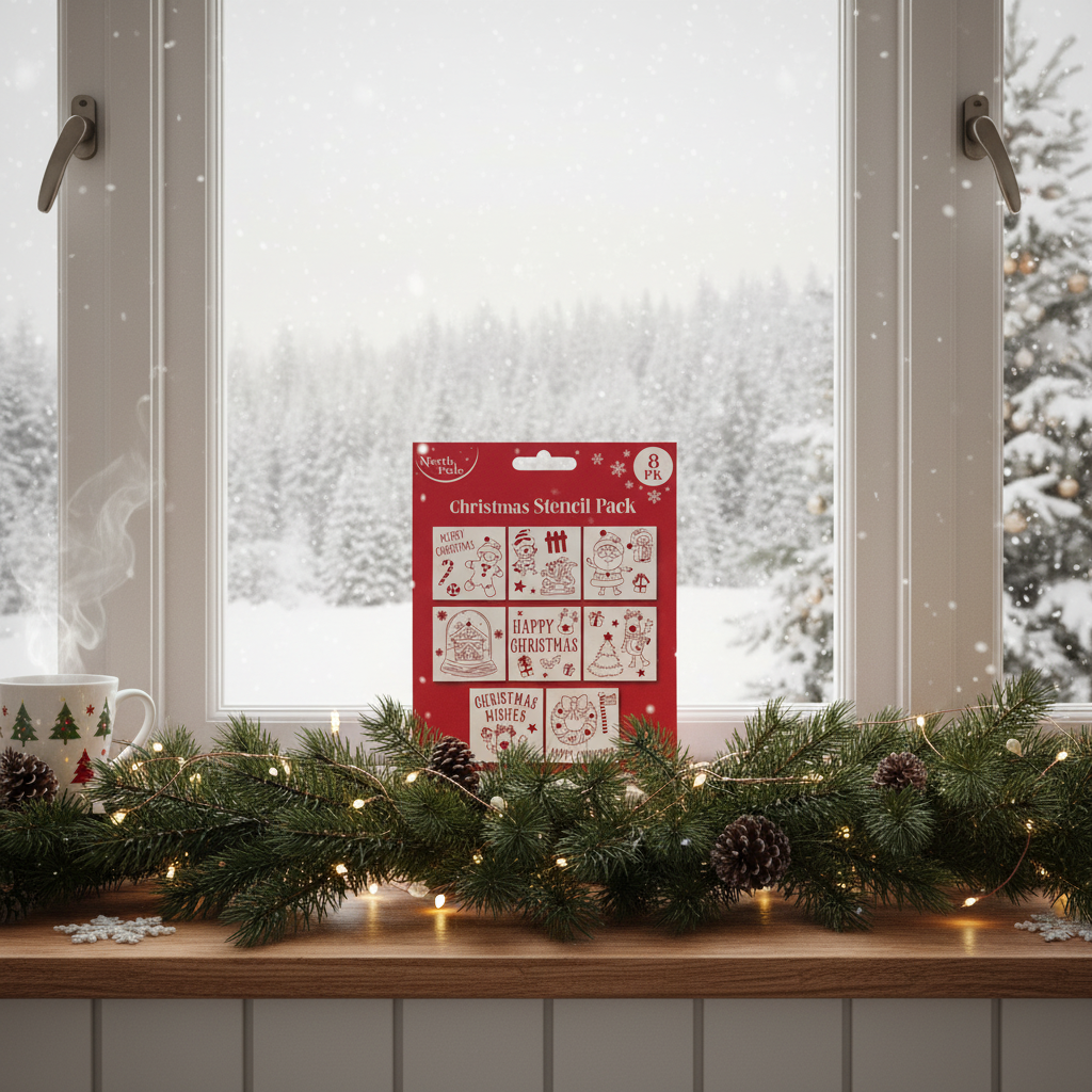 Christmas Stencils Pack of 8 16.5cm x 13.5cm | Merthyr Tydfil | Why Not Shop Online
