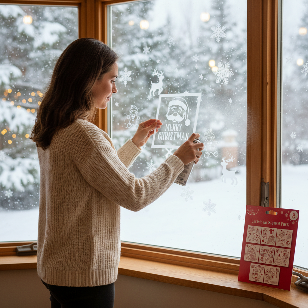 Christmas Stencils Pack of 8 16.5cm x 13.5cm | Merthyr Tydfil | Why Not Shop Online