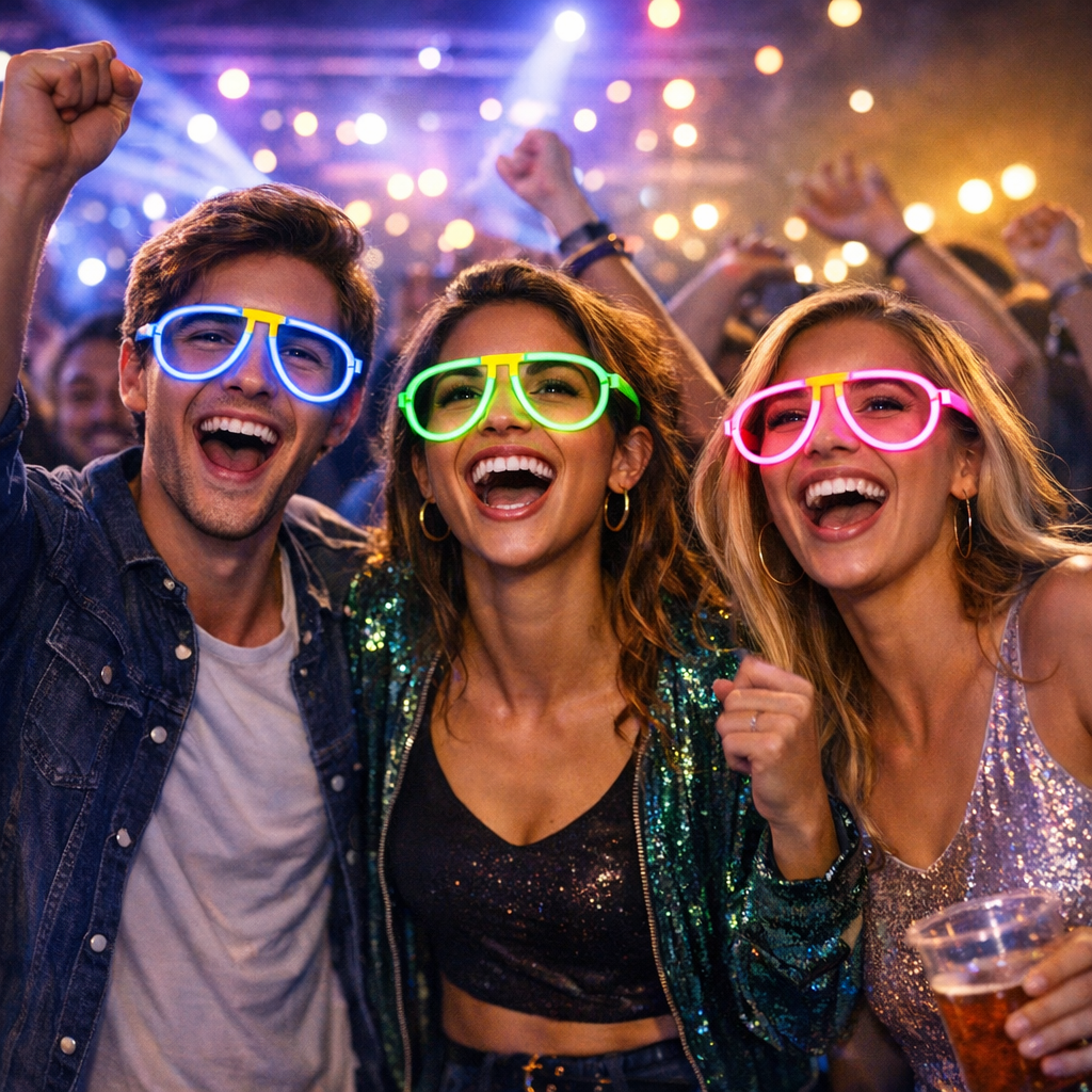 Neon Glow Glasses Assorted Colours Single