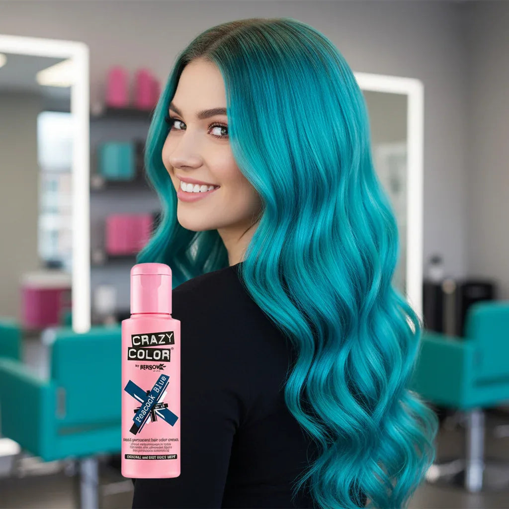Crazy Color Peacock Blue Semi-Permanent Hair Dye 100ml - Why Not Shop