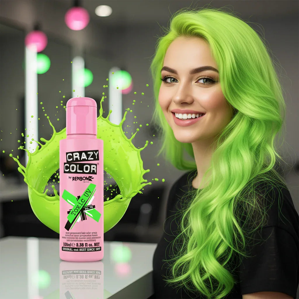 Crazy Color Toxic UV Green Semi-Permanent Hair Dye 100ml - Why Not Shop