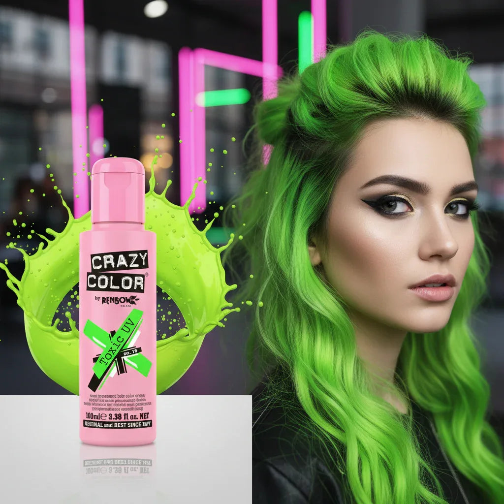Crazy Color Toxic UV Green Semi-Permanent Hair Dye 100ml - Why Not Shop