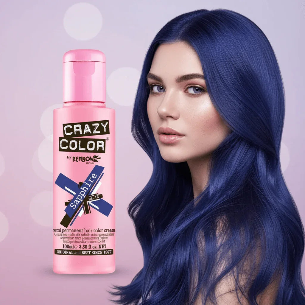 Crazy Color Sapphire Blue Semi-Permanent Hair Dye 100ml - Why Not Shop