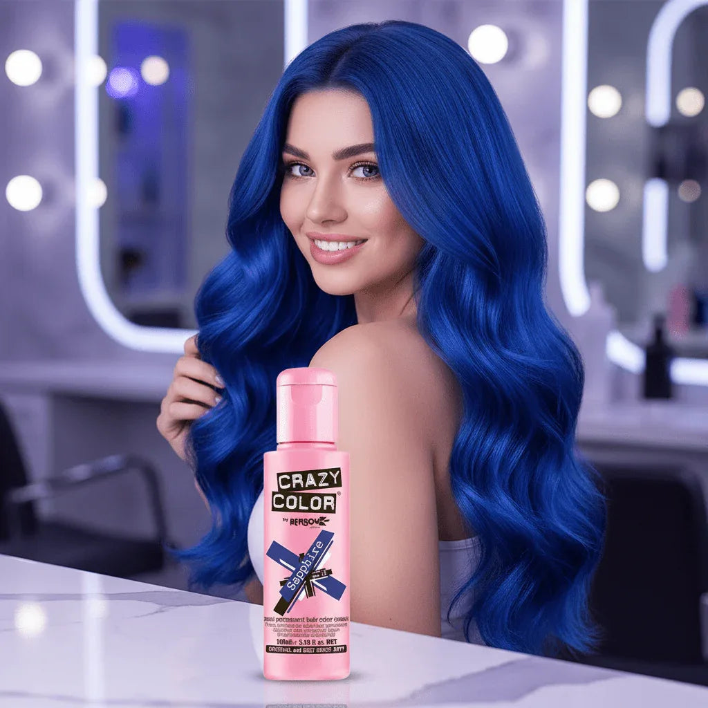 Crazy Color Sapphire Blue Semi-Permanent Hair Dye 100ml - Why Not Shop