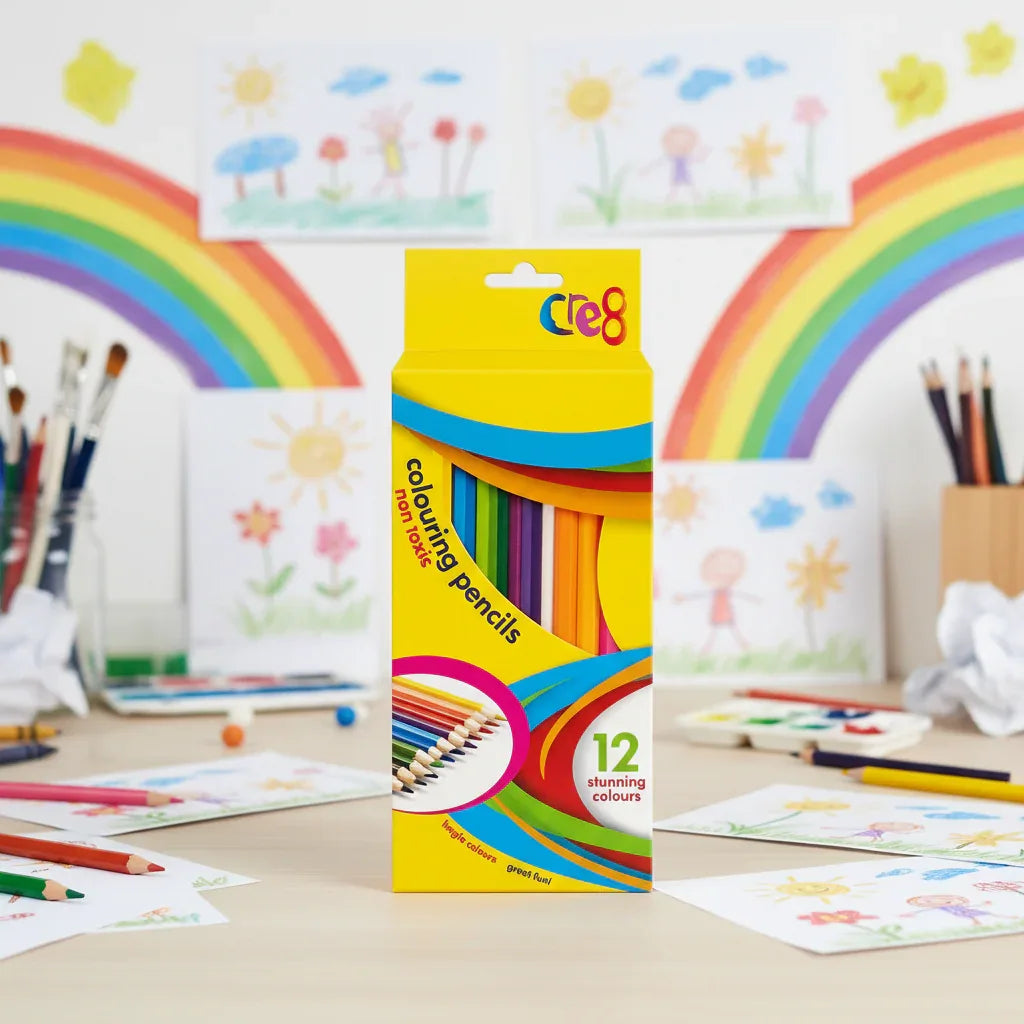 Cre8 Colouring Pencils Assorted Colours 12 Pack - Why Not Shop