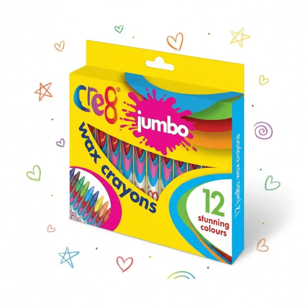 Cre8 Jumbo Wax Crayons - Assorted Colours Pack of 12 - Why Not Shop