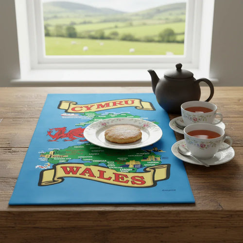 Cyrmu Wales Map Design Tea Towels - Why Not Shop