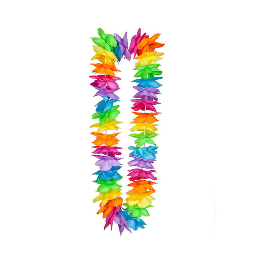 Deluxe Satin Hawaiian Lei - Rainbow 9cm Flowers | Why Not Shop