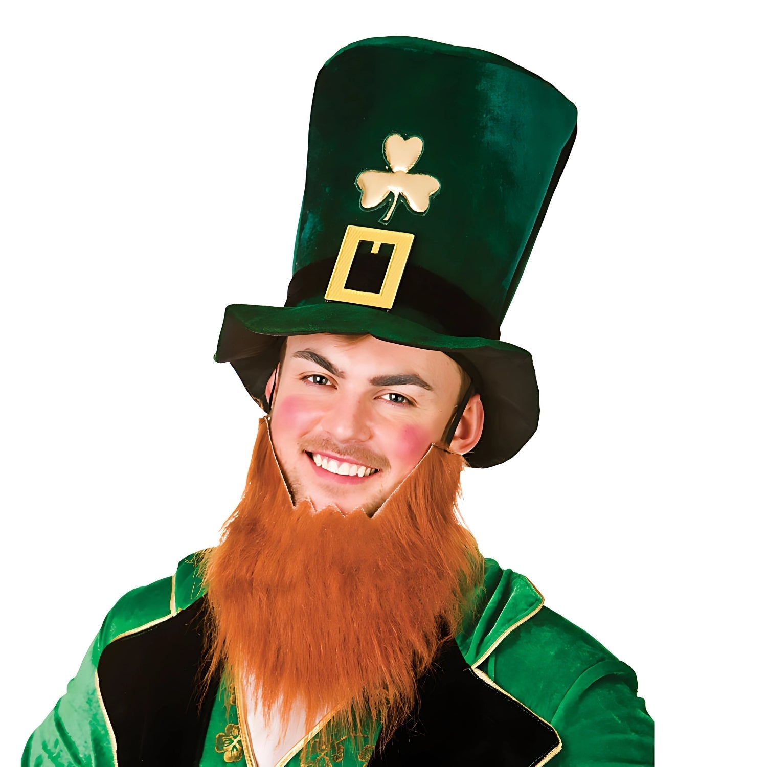 Deluxe Adults St Patrick's Irish Leprechaun Top Hat With Ginger Beard | Merthyr Tydfil | Why Not Shop Online