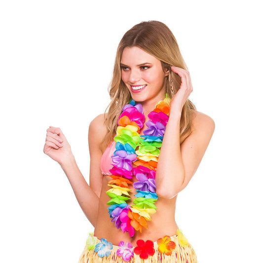 Deluxe Satin Hawaiian Lei - Rainbow 9cm Flowers | Merthyr Tydfil | Why Not Shop Online