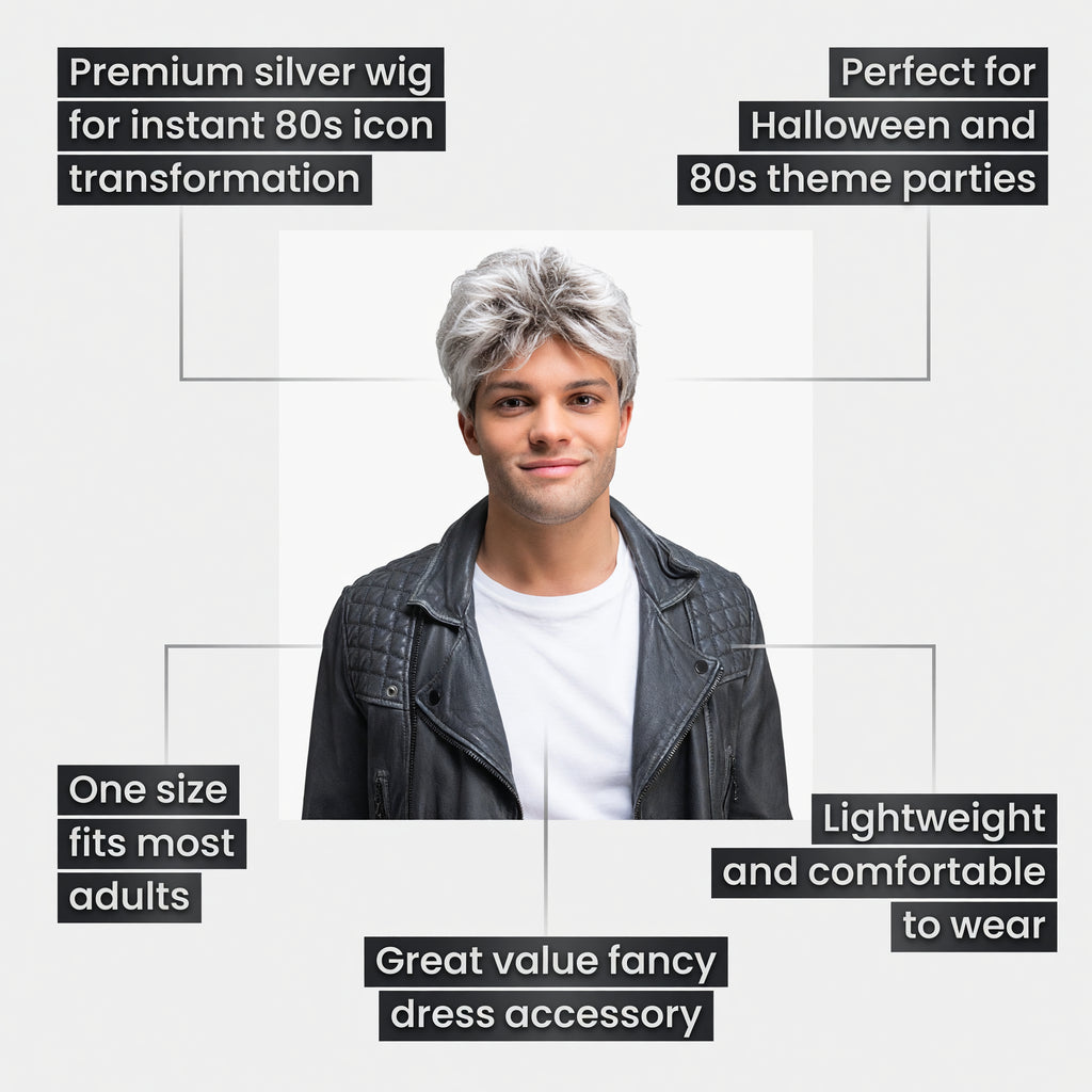 George Michael 1980s Silver Wig – product image 2