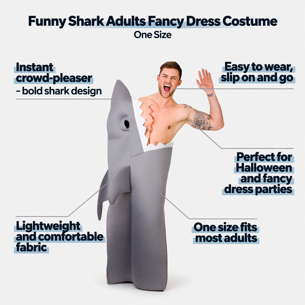 Funny Shark Adults Fancy Dress Costume One Size