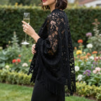 Womens Lace Shawl Triangular Scarf Black