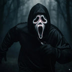 Screaming Ghost Face Mask with Shroud And Blood Pump - Why Not Shop