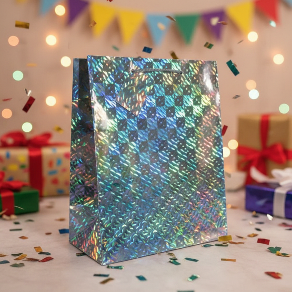 Giftbags Small Portrait Holographic Assorted | Merthyr Tydfil | Why Not Shop Online
