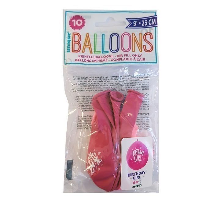 Girls Assorted Pink And White Birthday Girl Balloons 9 Inch Pack of 10 | Why Not Shop