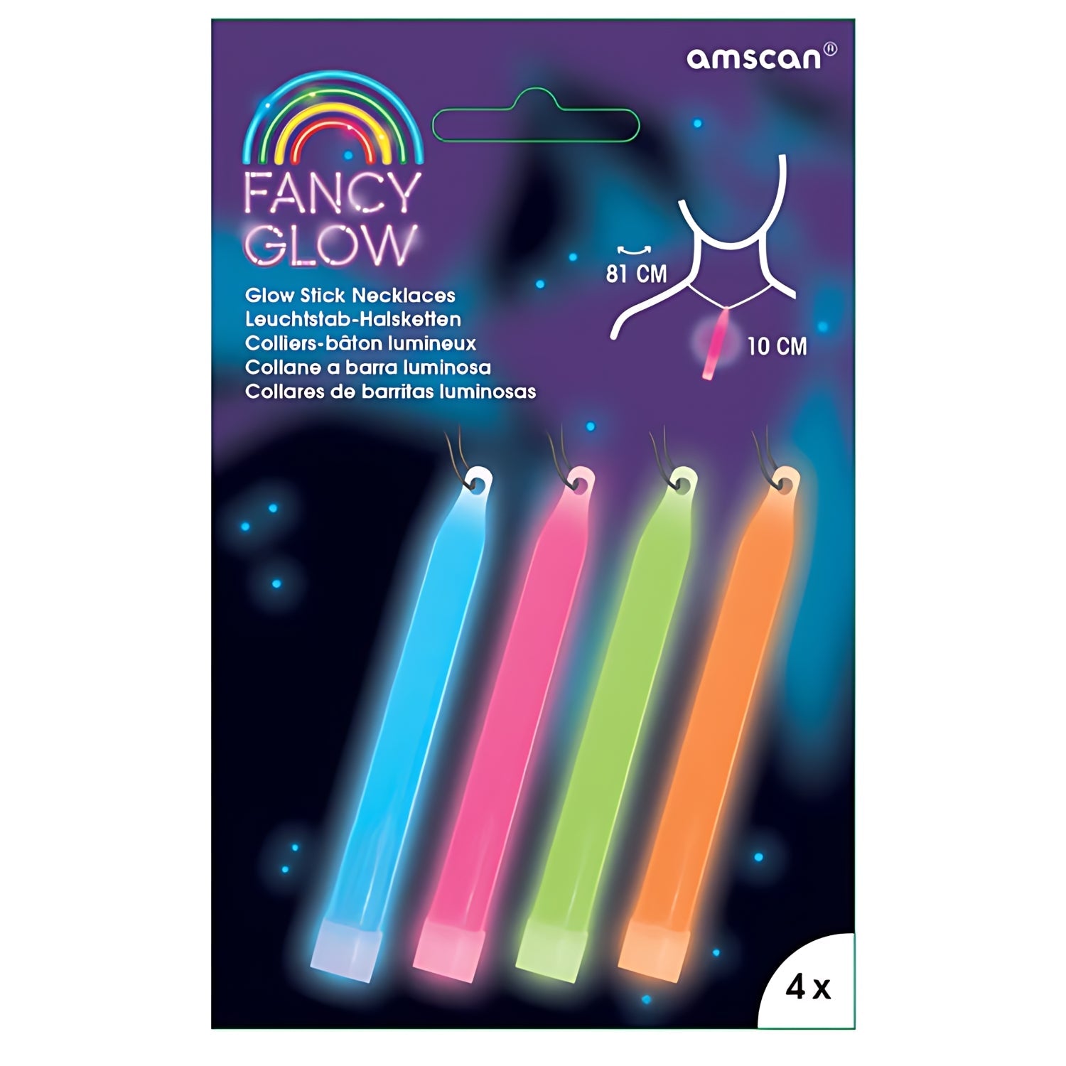 Glow Stick Necklaces Pack Of 4 Assorted Colours | Why Not Shop