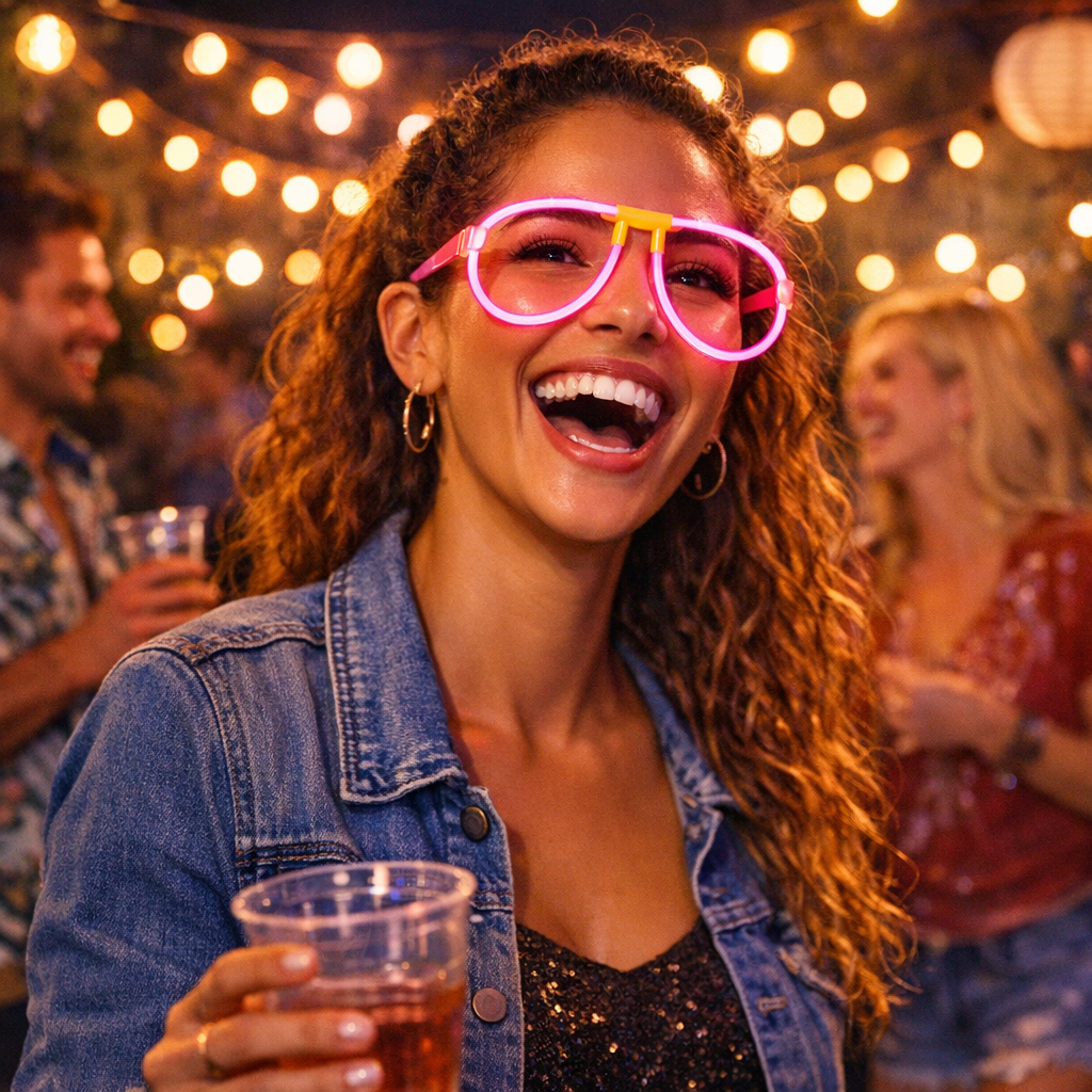 Neon Glow Glasses Assorted Colours Single