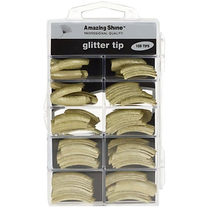 Gold Glitter Nail Tips Pack of 100 by Amazing Shine | Merthyr Tydfil | Why Not Shop Online