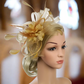 Gold Mesh Flower Feather Headband Fascinator With Clip | Why Not Shop