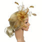 Gold Mesh Flower Feather Headband Fascinator With Clip | Why Not Shop