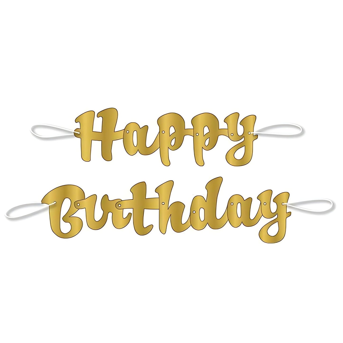 Golden Script Happy Birthday Banner 3.5ft | Merthyr Tydfil | Why Not Shop Online